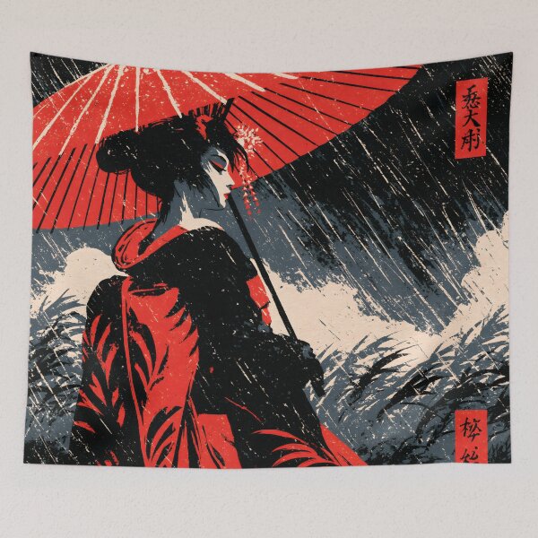 Artikelvorschau, Japanische Frau im Regen: Vintage-Ukiyo-e-Posterkunst entworfen und verkauft von GrinGalore.