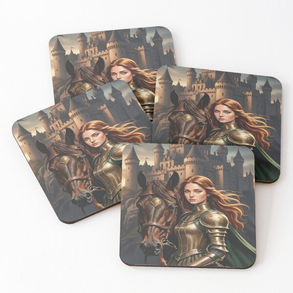 Item preview, Medieval Fantasy Princess Girl Warrior Knight with Horse and Castle. designed and sold by Giulivo Store Graphic.