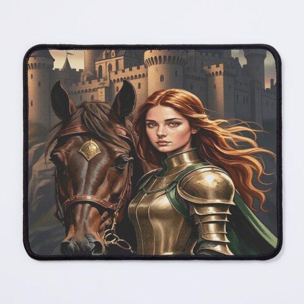 Item preview, Medieval Fantasy Princess Girl Warrior Knight with Horse and Castle. designed and sold by Giulivo Store Graphic.
