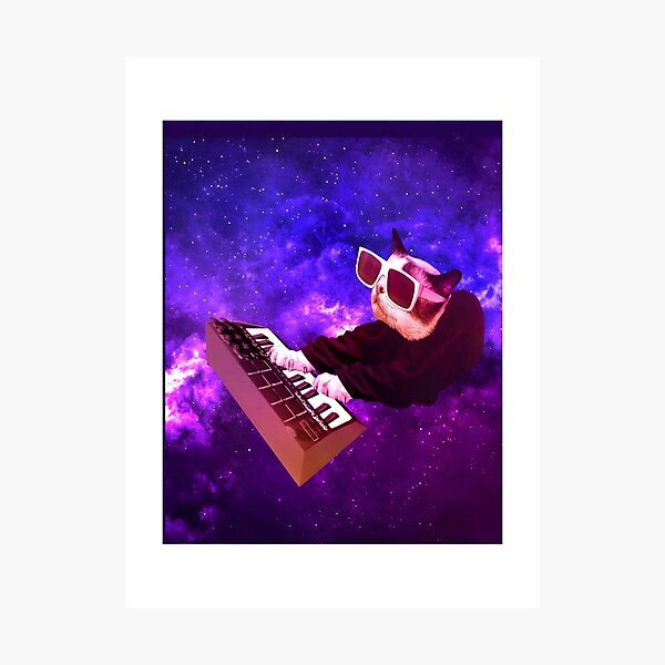 Item preview, Keyboard Cat in a Colorful Galaxy Space Design designed and sold by MOHAMMEDIDRIES.