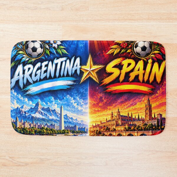 Item preview, Buenos Aires to Seville Heritage Architecture Print /Argentina Spain fan celebration art designed and sold by Nexus Space.