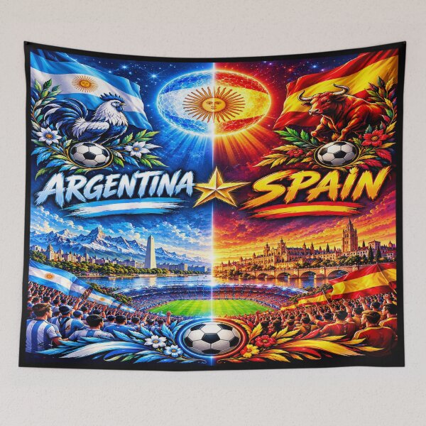 Item preview, Buenos Aires to Seville Heritage Architecture Print /Argentina Spain fan celebration art designed and sold by Nexus Space.