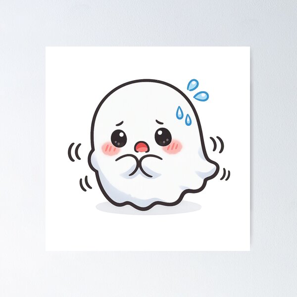 Item preview, Shy Nervous Ghost – Soft Pastel Kawaii Anxious Spirit designed and sold by Sommium .