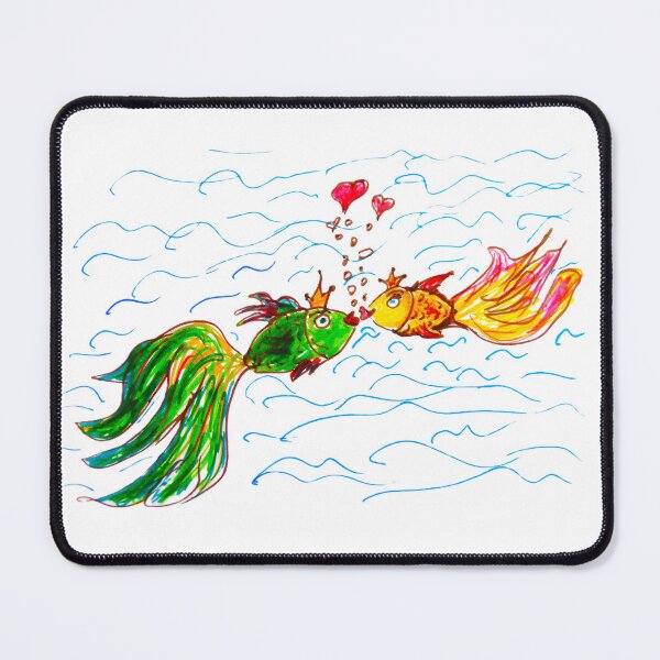 Item preview, Two Golden kissing Fish in Love witn Hearts. Cute romantic carton Fich. Drawing designed and sold by ollgast5.