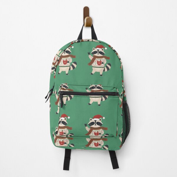 Item preview, Christmas Raccoon With Santa Hat and Festive Rock Attitude designed and sold by FreshVibe Prints.