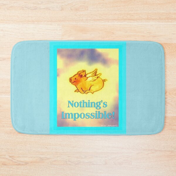 Item preview, Watercolor of a pig with wings and the saying, Nothing’s Impossible, designed and sold by aswoa.