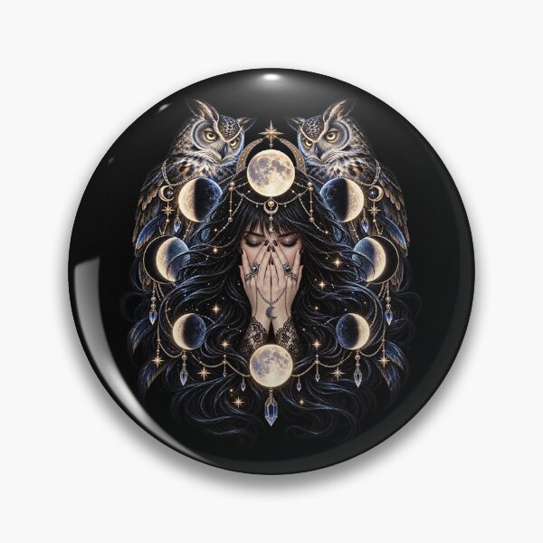 Item preview, Moon Owl Priestess – Gothic Celestial Fantasy designed and sold by TroviTutto.