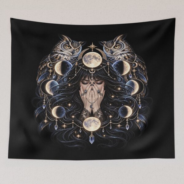 Item preview, Moon Owl Priestess – Gothic Celestial Fantasy designed and sold by TroviTutto.
