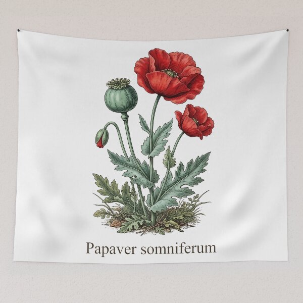 Item preview, Papaver Somniferum Vintage Botanical Illustration designed and sold by Sekla-Studio.