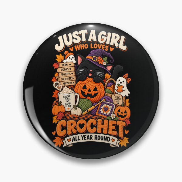 Item preview, Just A Girl Who Loves Crochet All Year Round Halloween Cat designed and sold by Ridaelb.