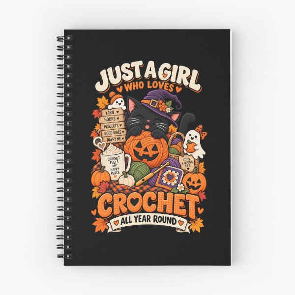 Item preview, Just A Girl Who Loves Crochet All Year Round Halloween Cat designed and sold by Ridaelb.