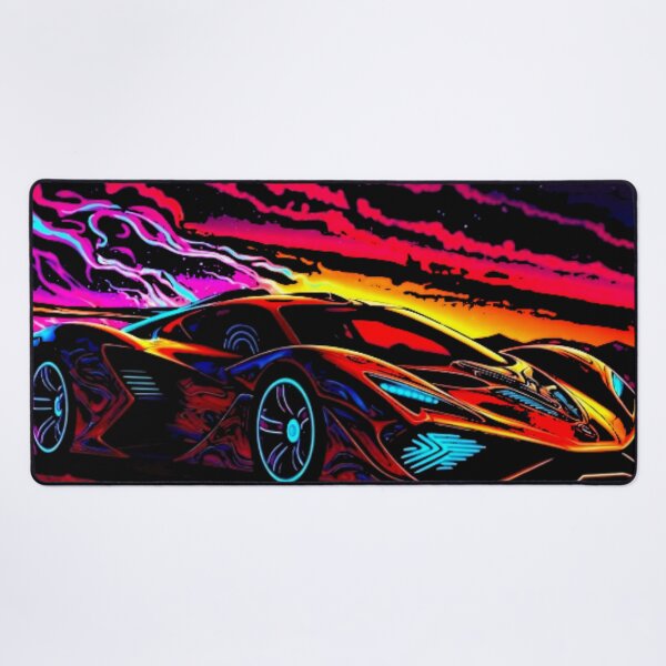 Item preview, Neon Hypercar at Synthwave Sunset | Retro Futuristic Supercar | Vaporwave Sports Car | Outrun Digital Art designed and sold by Nexus Space.
