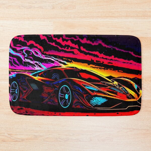 Item preview, Neon Hypercar at Synthwave Sunset | Retro Futuristic Supercar | Vaporwave Sports Car | Outrun Digital Art designed and sold by Nexus Space.