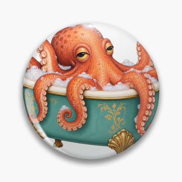 Item preview, Relaxing octopus in a vintage bathtub designed and sold by Lazenco.