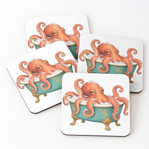Item preview, Relaxing octopus in a vintage bathtub designed and sold by Lazenco.