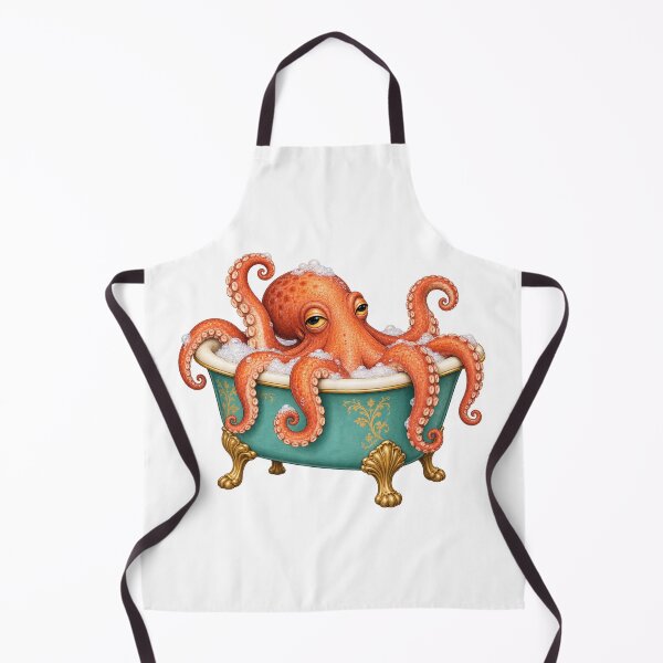 Item preview, Relaxing octopus in a vintage bathtub designed and sold by Lazenco.