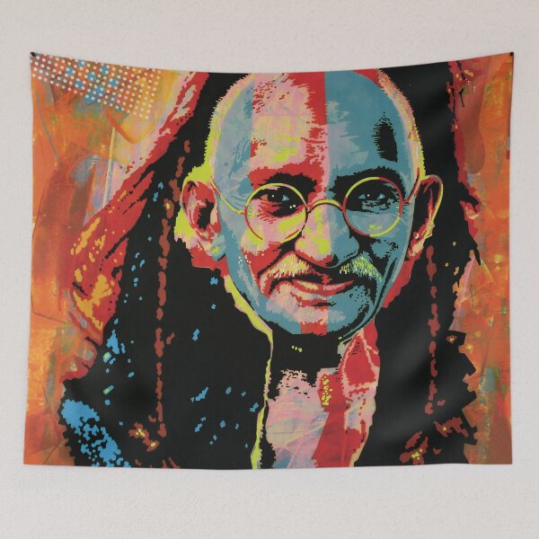 Item preview, Handmade Mixed Media Gandhi Freedom Portrait - Braveheart Peace designed and sold by supernikol.