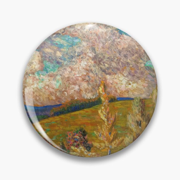 Item preview, A landscape painting of a field with trees, lake and pink clouds by Konrad Magi designed and sold by Jéanpaul  Ferro.