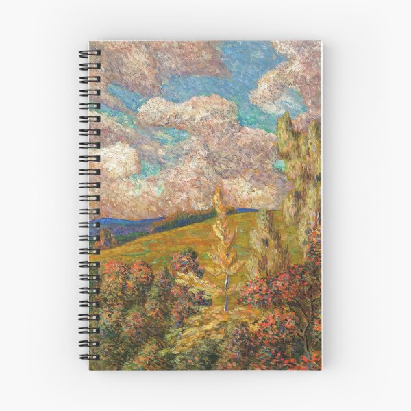 Item preview, A landscape painting of a field with trees, lake and pink clouds by Konrad Magi designed and sold by Jéanpaul  Ferro.