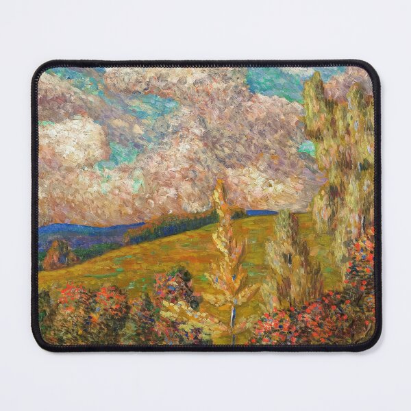 Item preview, A landscape painting of a field with trees, lake and pink clouds by Konrad Magi designed and sold by Jéanpaul  Ferro.