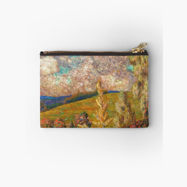 Item preview, A landscape painting of a field with trees, lake and pink clouds by Konrad Magi designed and sold by Jéanpaul  Ferro.