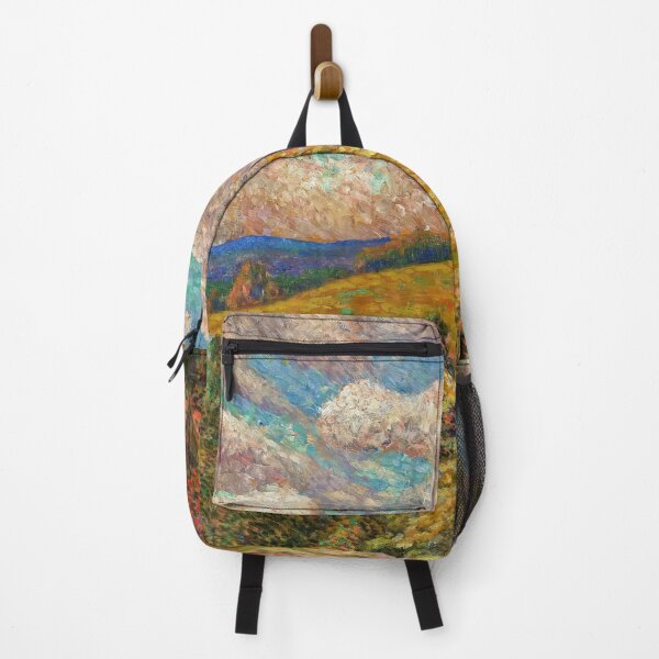 Item preview, A landscape painting of a field with trees, lake and pink clouds by Konrad Magi designed and sold by Jéanpaul Ferro.