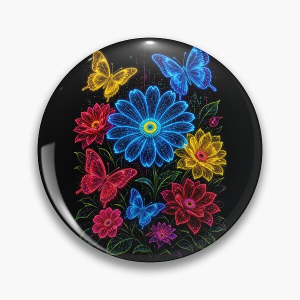 Item preview, Neon Flowers and Butterflies – Glowing Floral Art designed and sold by Nexus Space.