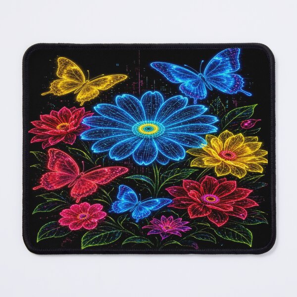 Item preview, Neon Flowers and Butterflies – Glowing Floral Art designed and sold by Nexus Space.