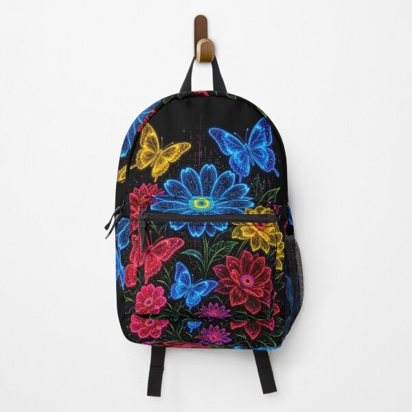 Item preview, Neon Flowers and Butterflies – Glowing Floral Art designed and sold by Nexus Space.