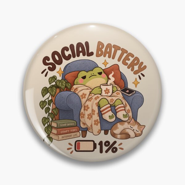 Artikelvorschau, Social Battery Frog – Funny Introvert Cozy Homebody Design entworfen und verkauft von SnugbugStudios.