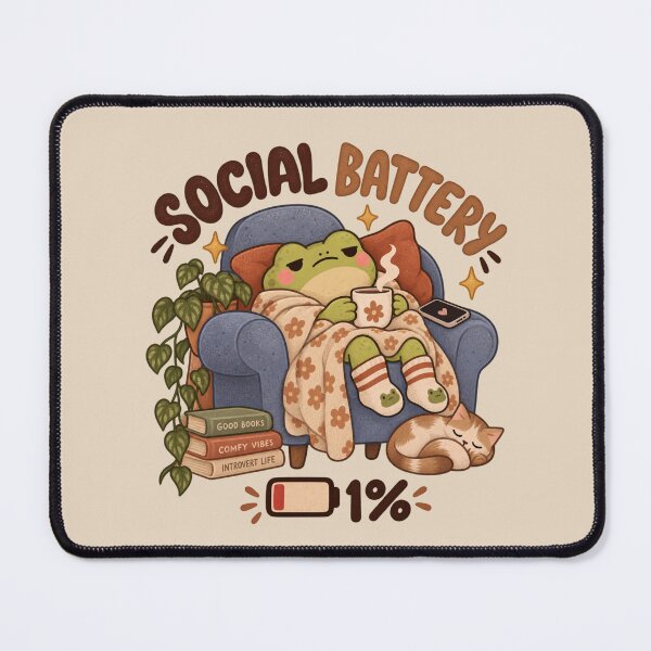 Item preview, Social Battery Frog – Funny Introvert Cozy Homebody Design designed and sold by SnugbugStudios.