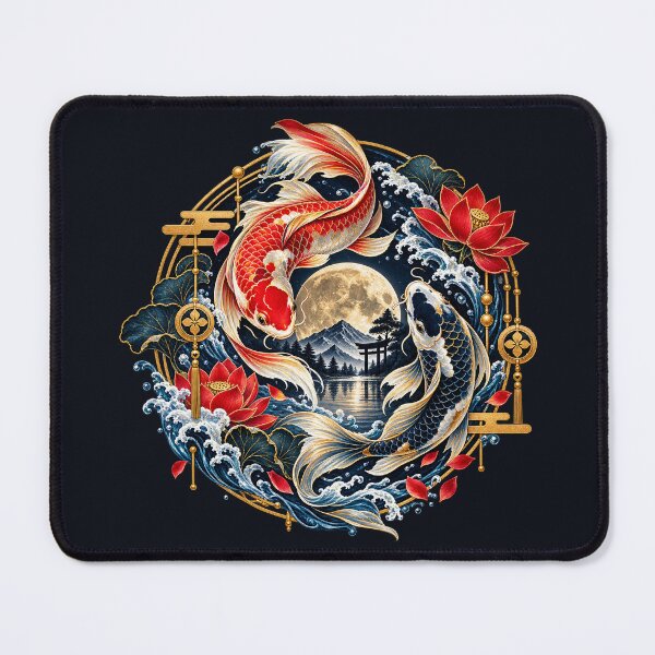 Item preview, Japanese Koi Fish Lotus Moon Art designed and sold by D69 Designs.