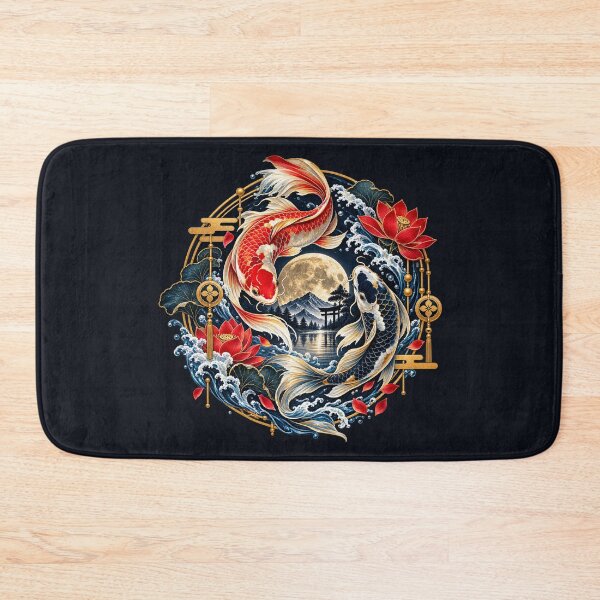 Item preview, Japanese Koi Fish Lotus Moon Art designed and sold by D69 Designs.