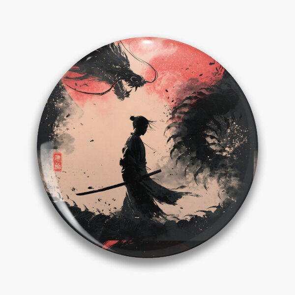 Item preview, Samurai vs Dragon: Epic Japanese Ink Art Poster designed and sold by GrinGalore.