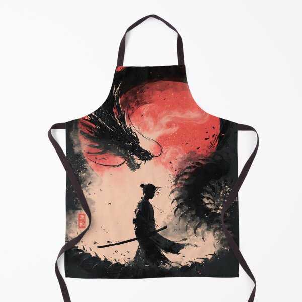 Item preview, Samurai vs Dragon: Epic Japanese Ink Art Poster designed and sold by GrinGalore.