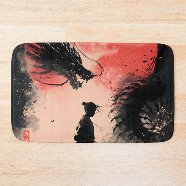 Item preview, Samurai vs Dragon: Epic Japanese Ink Art Poster designed and sold by GrinGalore.