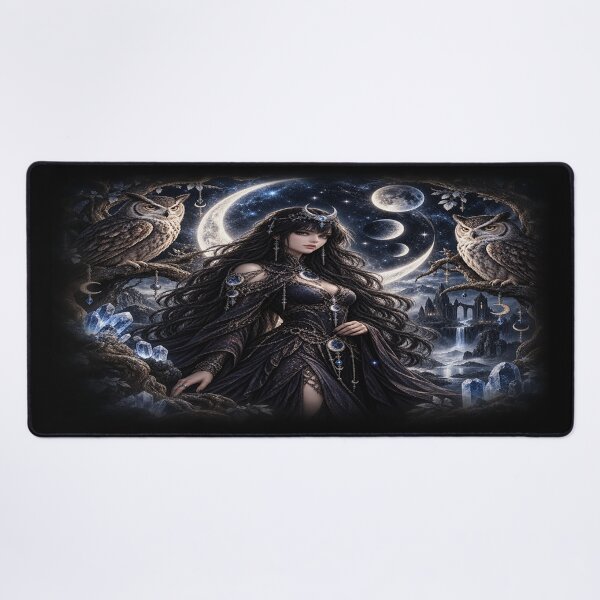 Item preview, Moon Owl Priestess – Mystical Gothic Fantasy designed and sold by TroviTutto.