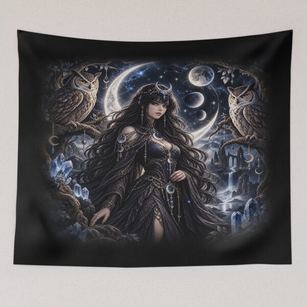 Item preview, Moon Owl Priestess – Mystical Gothic Fantasy designed and sold by TroviTutto.