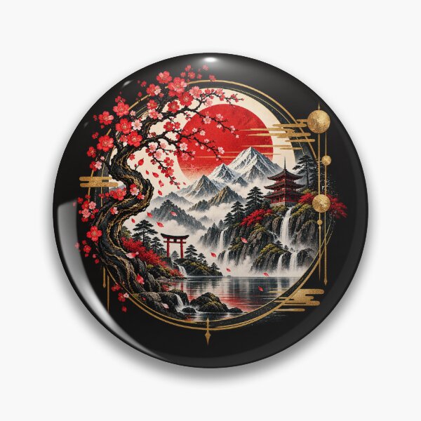 Item preview, Japanese Landscape Art with Cherry Blossoms designed and sold by D69 Designs.