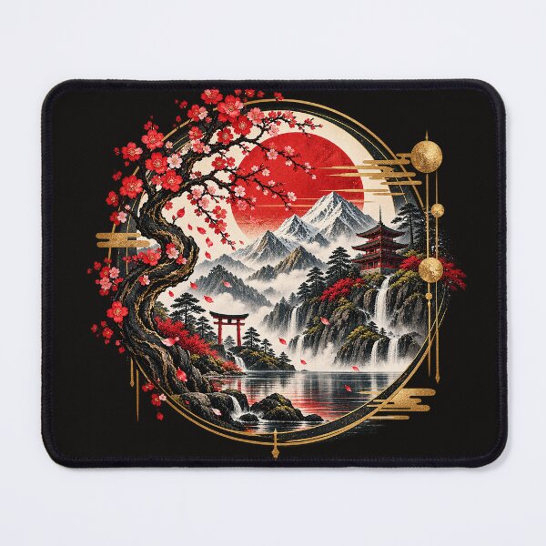 Item preview, Japanese Landscape Art with Cherry Blossoms designed and sold by D69 Designs.