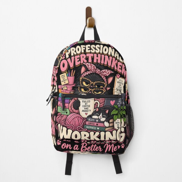 Item preview, Professional Overthinker Working On A Better Me Funny Black Cat designed and sold by Ridaelb.