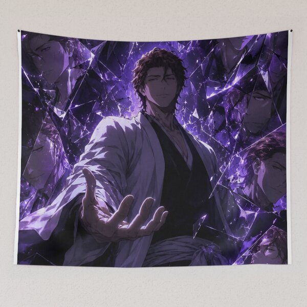 Item preview, Aizen | Purple Shattered Glass Warrior – Mysterious Anime Inspired Dark Fantasy Art designed and sold by Dyan4.