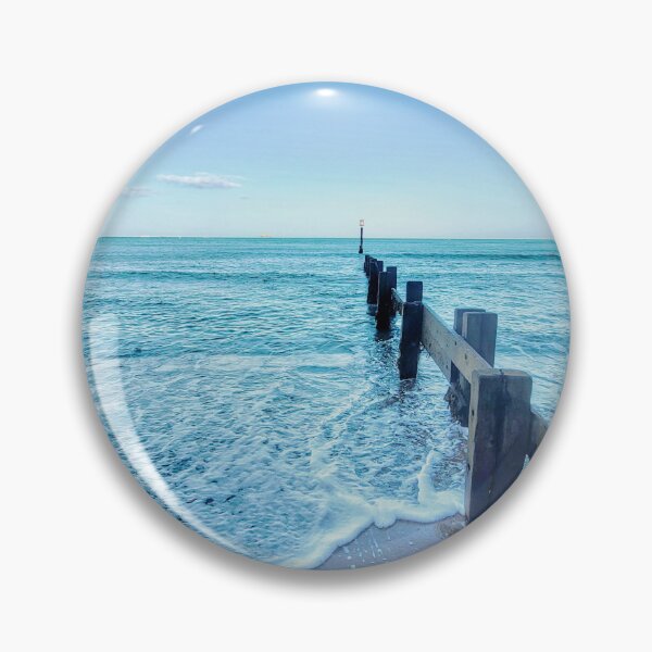 Item preview, Seascape of Wooden Groyne Structure at Low Tide | Shanklin Beach, Isle of Wight designed and sold by Tessera Co.