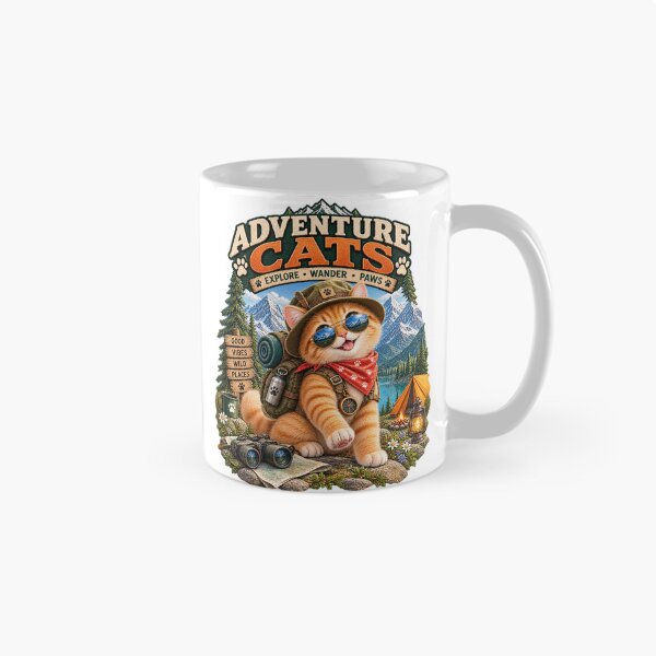Item preview, Cute Adventure Cat Alpine Explorer  Mountain Hiking & Outdoor Cat designed and sold by TeeVibeHaus.