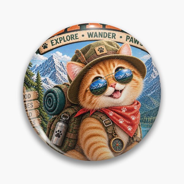 Item preview, Cute Adventure Cat Alpine Explorer  Mountain Hiking & Outdoor Cat designed and sold by TeeVibeHaus.