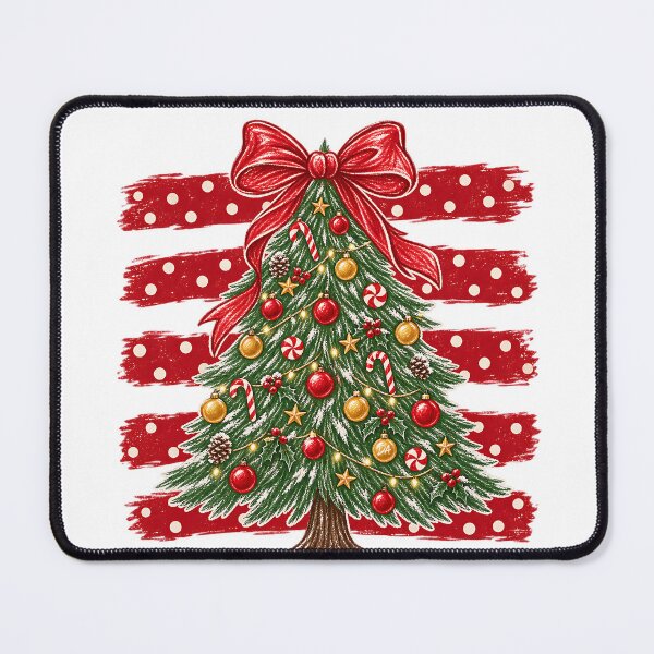 Item preview, Coquette Christmas Tree Red Bow Polka Dot Brushstroke Art designed and sold by DesignArtist.ia.