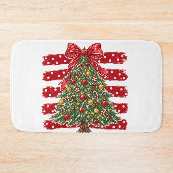 Item preview, Coquette Christmas Tree Red Bow Polka Dot Brushstroke Art designed and sold by DesignArtist.ia.