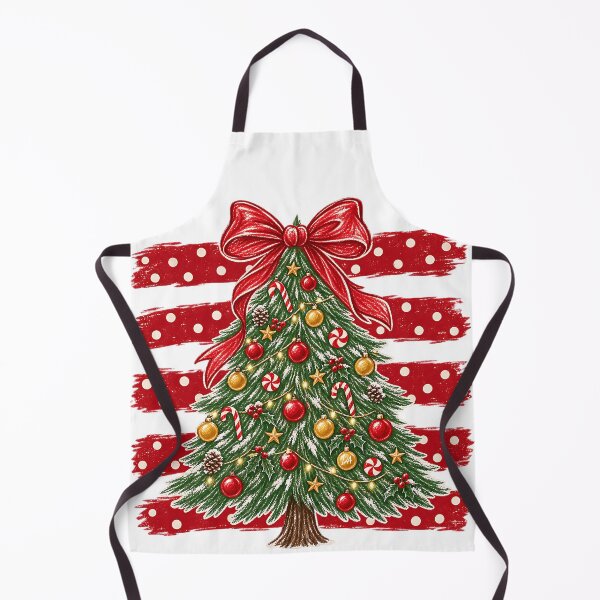 Item preview, Coquette Christmas Tree Red Bow Polka Dot Brushstroke Art designed and sold by DesignArtist.ia.