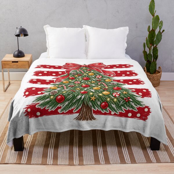 Item preview, Coquette Christmas Tree Red Bow Polka Dot Brushstroke Art designed and sold by DesignArtist.ia.