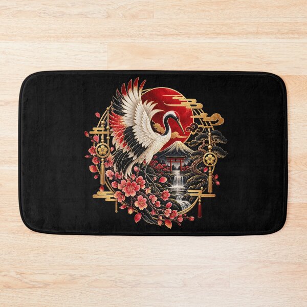 Item preview, Japanese Red-Crowned Crane Cherry Blossom Art designed and sold by D69 Designs.